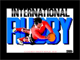 Title screen of International Rugby Simulator on the Amstrad CPC.