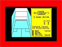 Title screen of Jonah Barrington's Squash on the Amstrad CPC.
