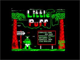 Title screen of Little Puff in Dragonland on the Amstrad CPC.