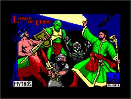 Title screen of Lords of Chaos on the Amstrad CPC.