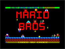 Title screen of Mario Bros. on the Amstrad CPC.