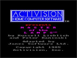 Title screen of Master of the Lamps on the Amstrad CPC.
