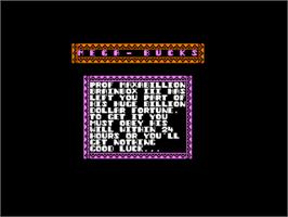 Title screen of Mega-Bucks on the Amstrad CPC.