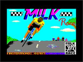 Title screen of Milk Race on the Amstrad CPC.