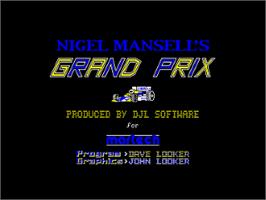 Title screen of Nigel Mansell's Grand Prix on the Amstrad CPC.