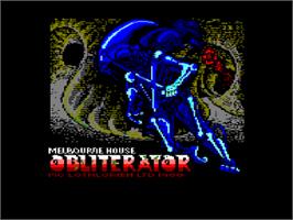 Title screen of Obliterator on the Amstrad CPC.