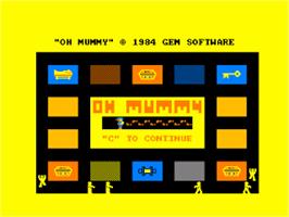 Title screen of Oh Mummy on the Amstrad CPC.