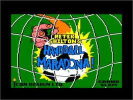 Title screen of Peter Shilton's Handball Maradona on the Amstrad CPC.