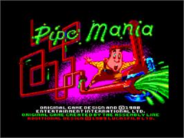 Title screen of Pipe Mania on the Amstrad CPC.