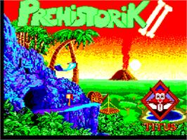 Title screen of Prehistorik 2 on the Amstrad CPC.