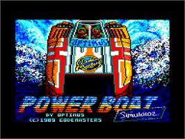 Title screen of Pro Powerboat Simulator on the Amstrad CPC.