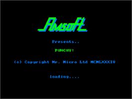 Title screen of Punchy on the Amstrad CPC.