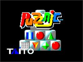 Title screen of Puzznic on the Amstrad CPC.