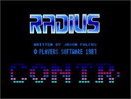 Title screen of Radius on the Amstrad CPC.