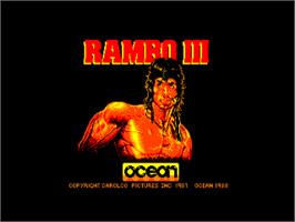 Title screen of Rambo III on the Amstrad CPC.