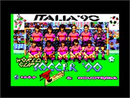 Title screen of Rick Davis' World Trophy Soccer on the Amstrad CPC.