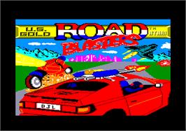 Title screen of Road Blasters on the Amstrad CPC.