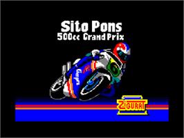 Title screen of Sito Pons 500cc Grand Prix on the Amstrad CPC.