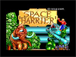 Title screen of Space Harrier on the Amstrad CPC.