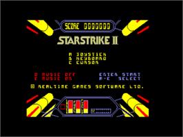 Title screen of Starstrike 2 on the Amstrad CPC.