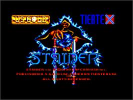 Title screen of Strider 2 on the Amstrad CPC.