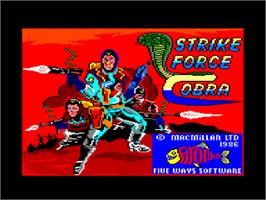Title screen of Strike Force Cobra on the Amstrad CPC.