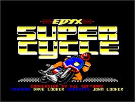 Title screen of Super Cycle on the Amstrad CPC.