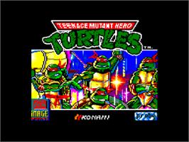 Title screen of Teenage Mutant Ninja Turtles on the Amstrad CPC.
