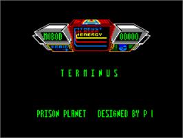 Title screen of Terminus: The Prison Planet on the Amstrad CPC.