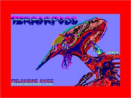 Title screen of Terrorpods on the Amstrad CPC.