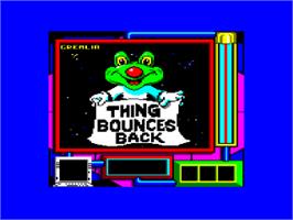 Title screen of Thing Bounces Back on the Amstrad CPC.