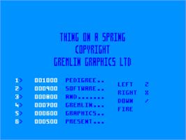 Title screen of Thing on a Spring on the Amstrad CPC.