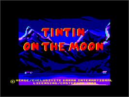 Title screen of Tintin on the Moon on the Amstrad CPC.