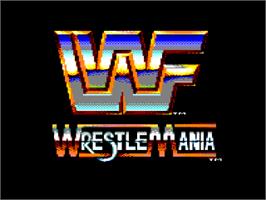 Title screen of WWF Wrestlemania on the Amstrad CPC.