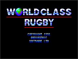 Title screen of World Class Rugby on the Amstrad CPC.