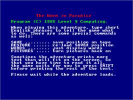 Title screen of Worm in Paradise on the Amstrad CPC.