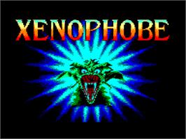 Title screen of Xenophobe on the Amstrad CPC.