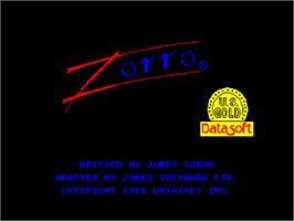 Title screen of Zorro on the Amstrad CPC.