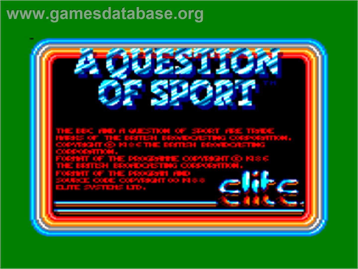 A Question of Sport - Amstrad CPC - Artwork - Title Screen