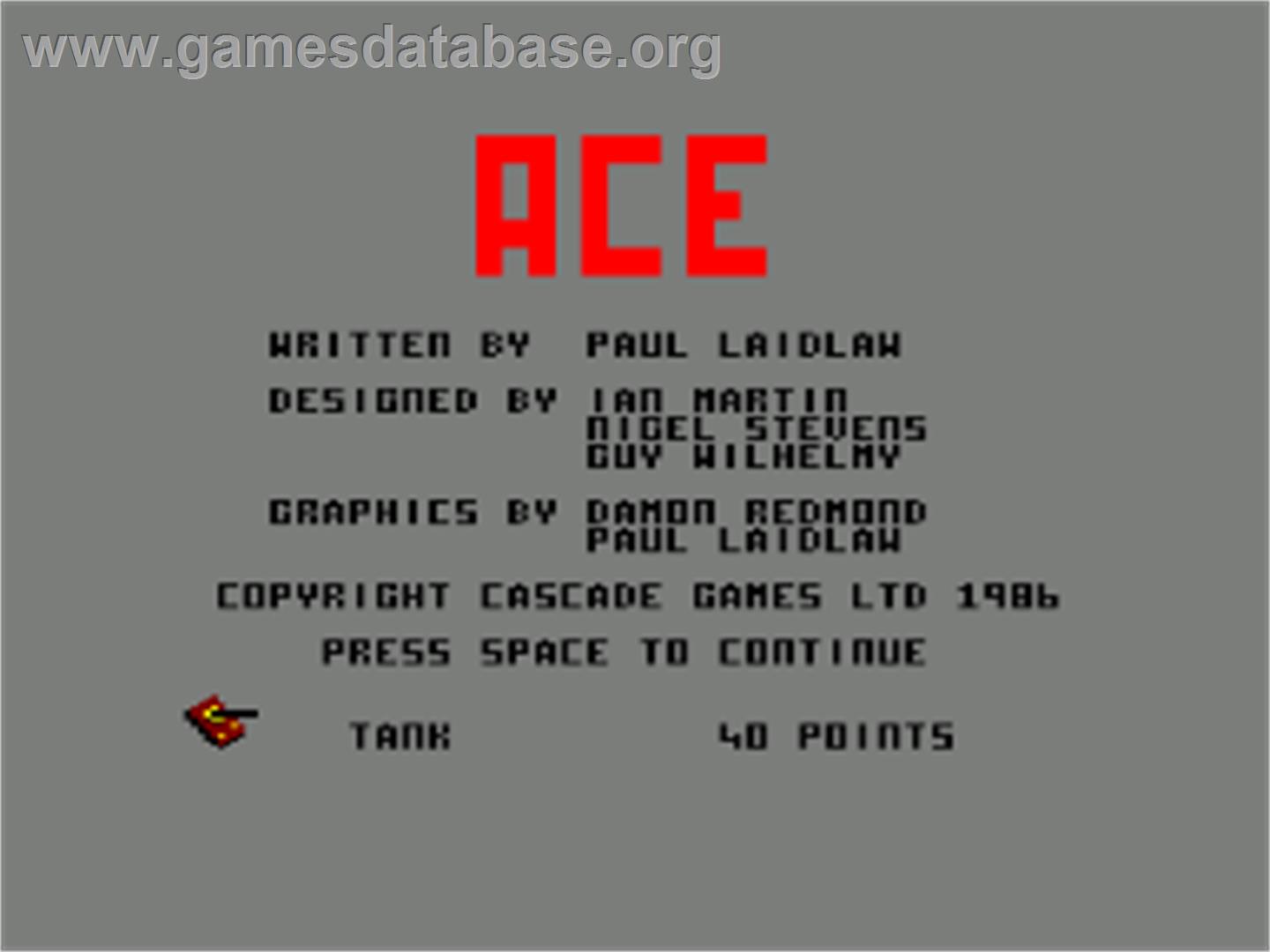 Ace: Air Combat Emulator - Amstrad CPC - Artwork - Title Screen