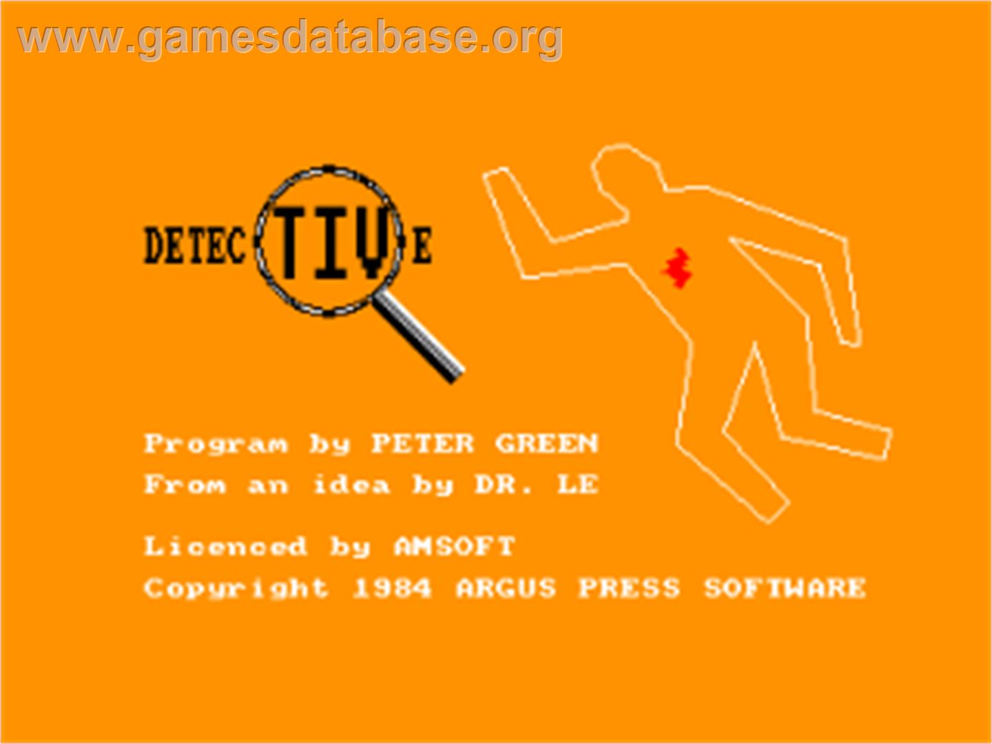 Detective - Amstrad CPC - Artwork - Title Screen