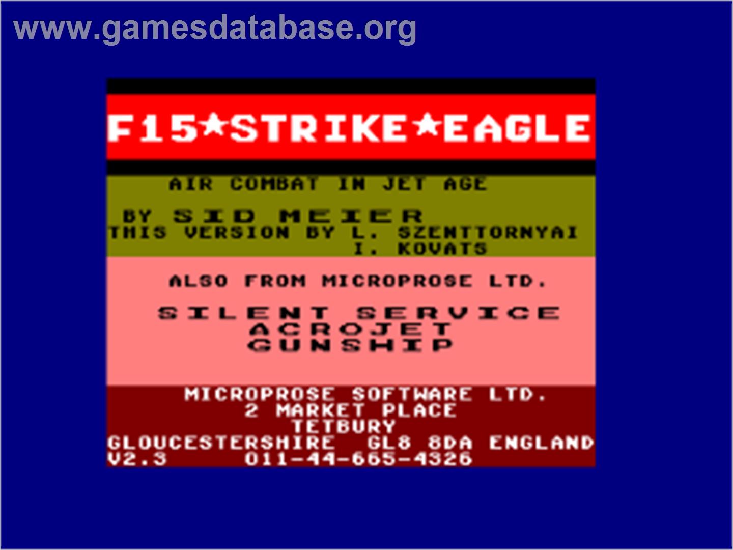 F-15 Strike Eagle - Amstrad CPC - Artwork - Title Screen