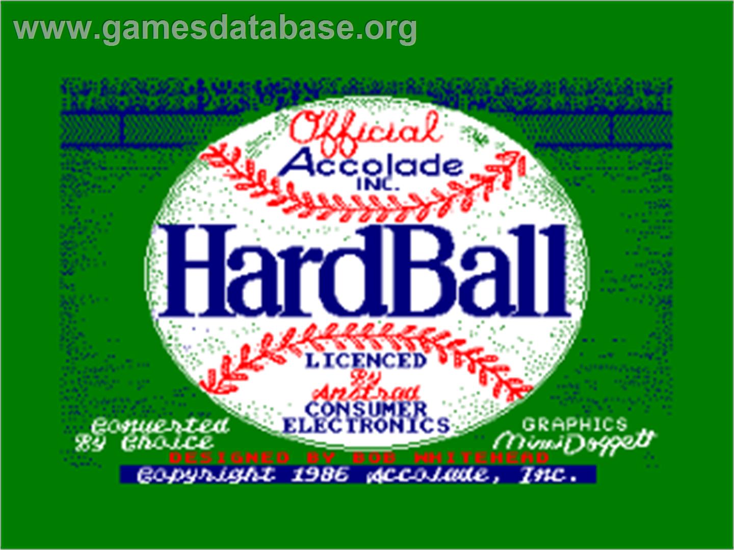 HardBall - Amstrad CPC - Artwork - Title Screen