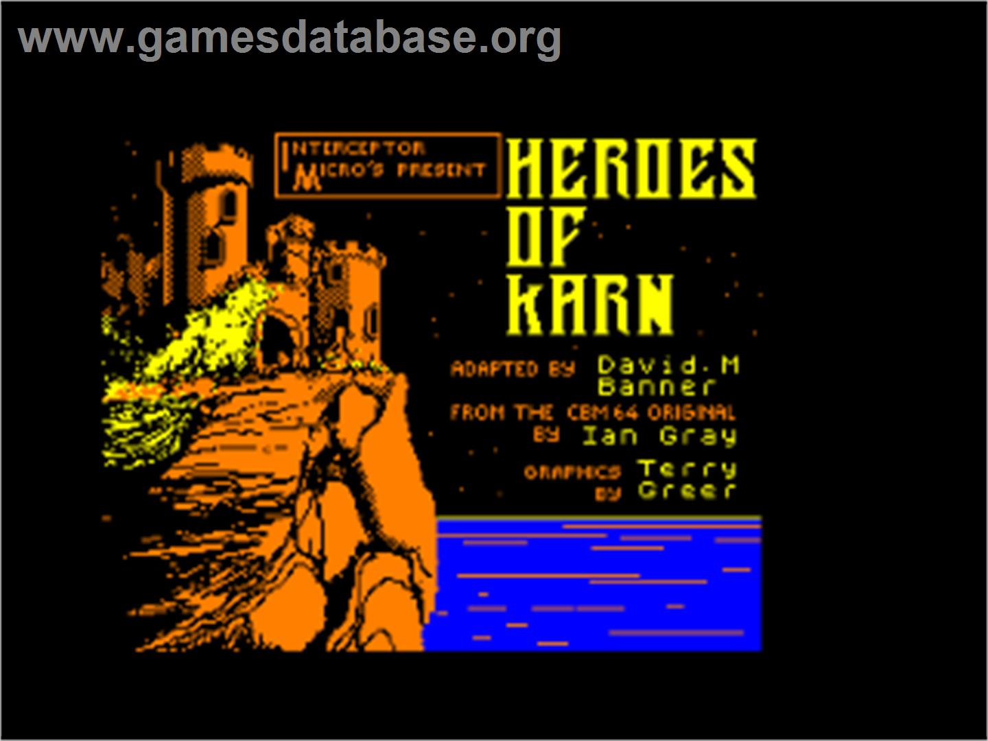 Heroes of Karn - Amstrad CPC - Artwork - Title Screen
