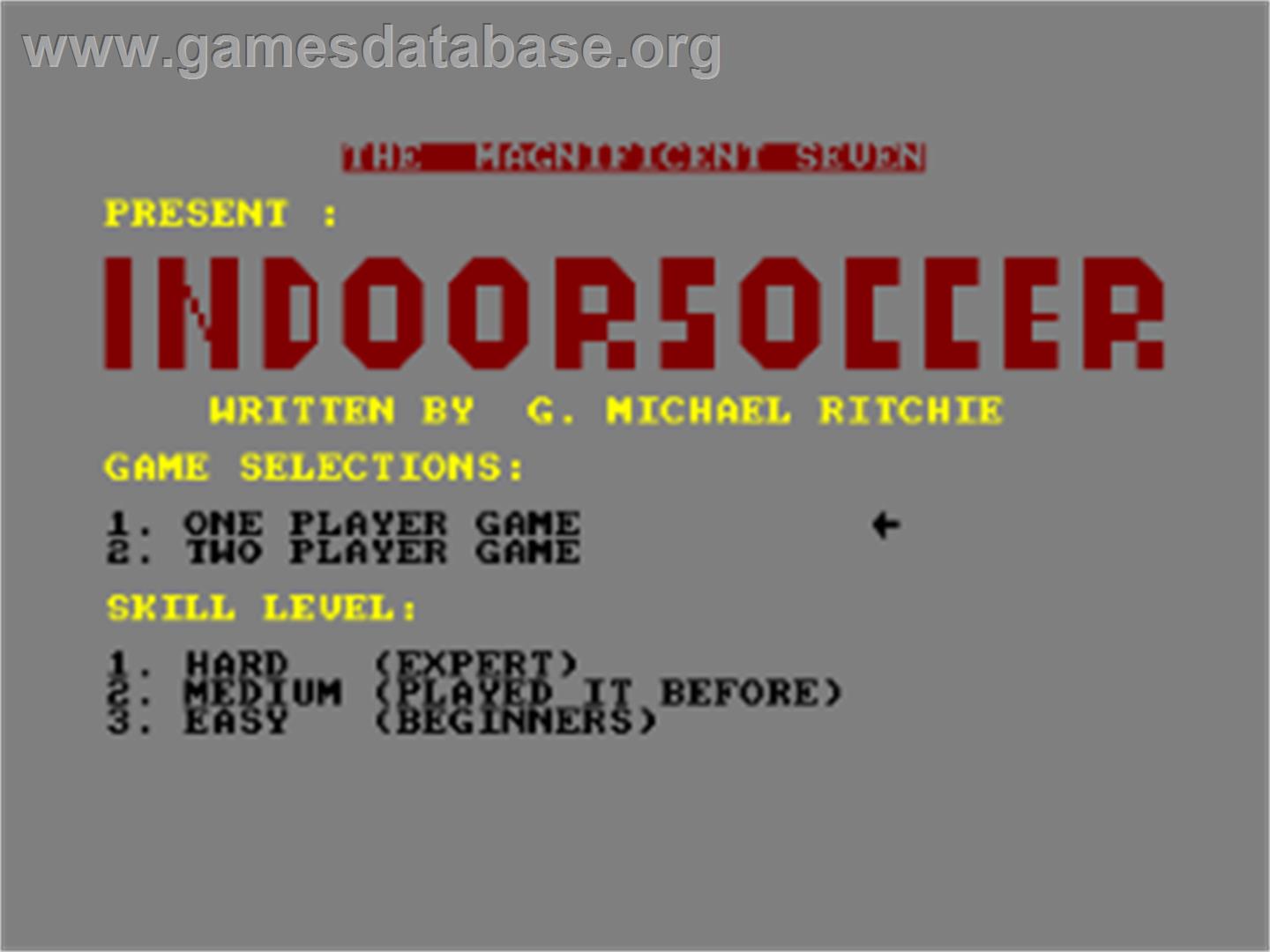 Indoor Soccer - Amstrad CPC - Artwork - Title Screen