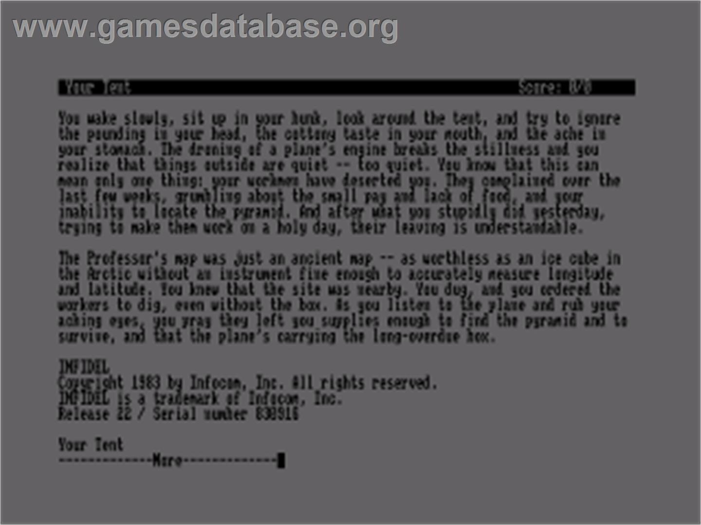 Infidel - Amstrad CPC - Artwork - Title Screen