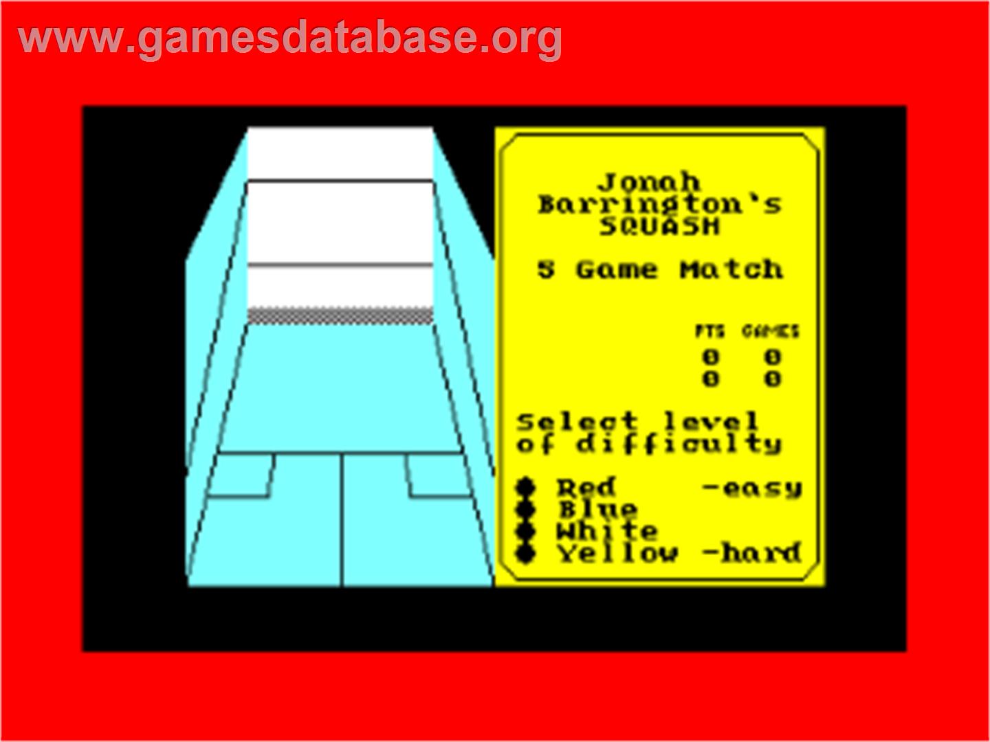 Jonah Barrington's Squash - Amstrad CPC - Artwork - Title Screen