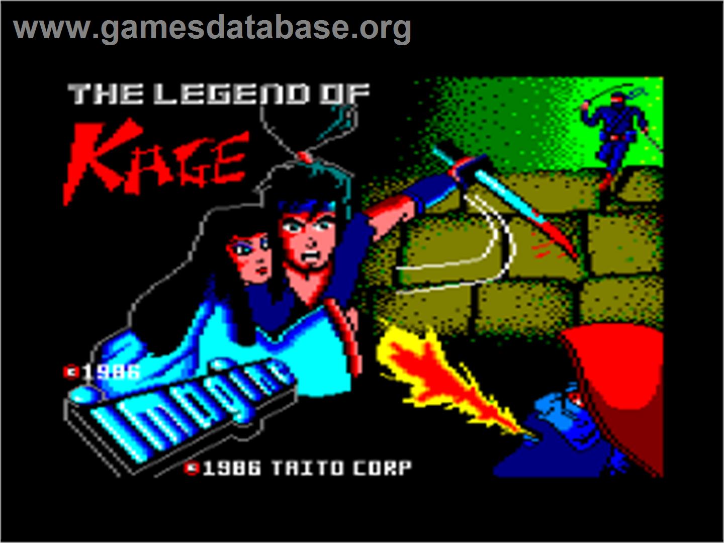 Legend of Kage, The - Amstrad CPC - Artwork - Title Screen