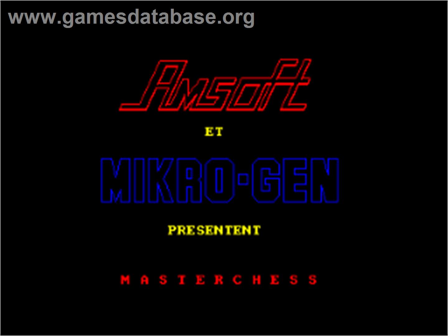 Master Chess - Amstrad CPC - Artwork - Title Screen