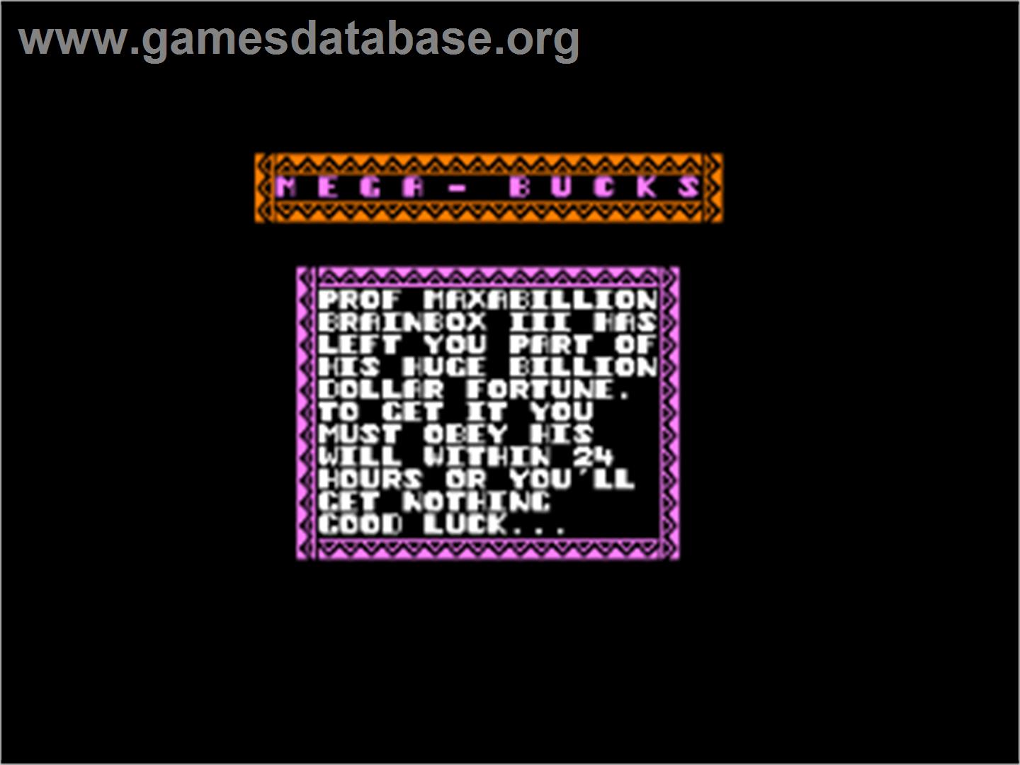 Mega-Bucks - Amstrad CPC - Artwork - Title Screen